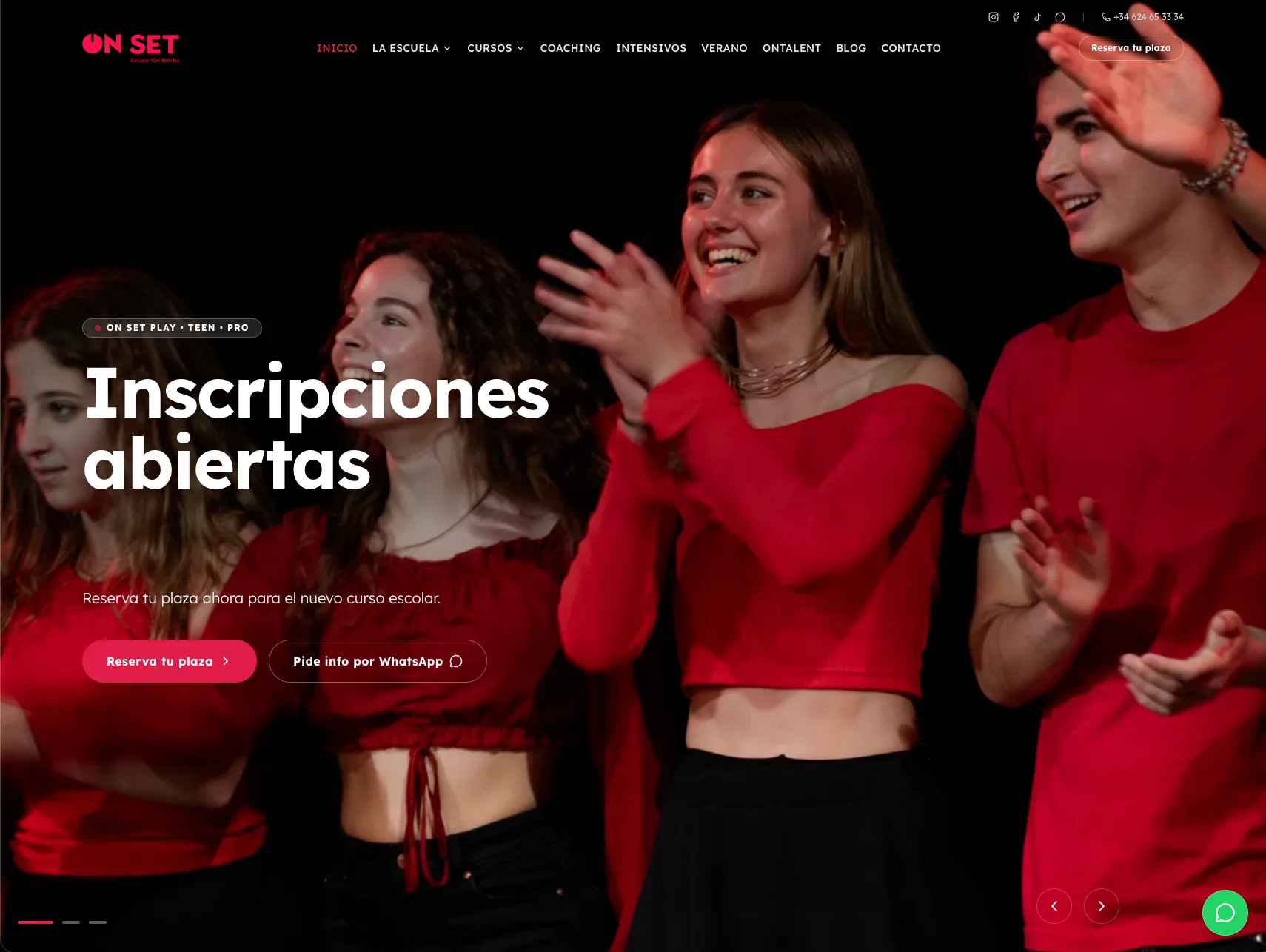 Escuela ON SET, web de escuela de interpretación en Madrid